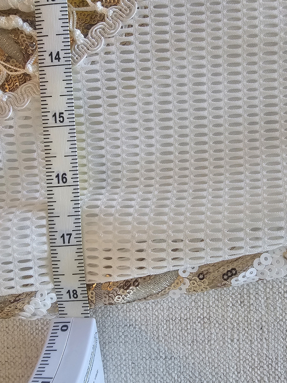 12th TRIBE Like Gold dust White SEQUIN fringe Dress Sz L - Picture 13 of 16